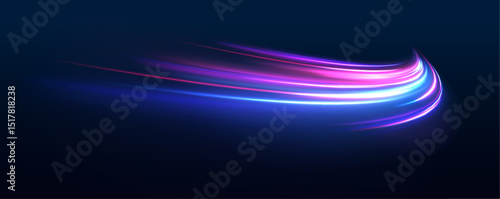 Speed connection vector background. Vector swirl trail effect. Light trail wave, fire path trace line, car lights, optic fiber and incandescence curve twirl.	