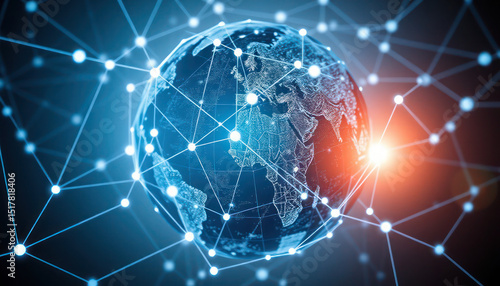 Global Network Interconnected World, Data Connections, and Digital Communication