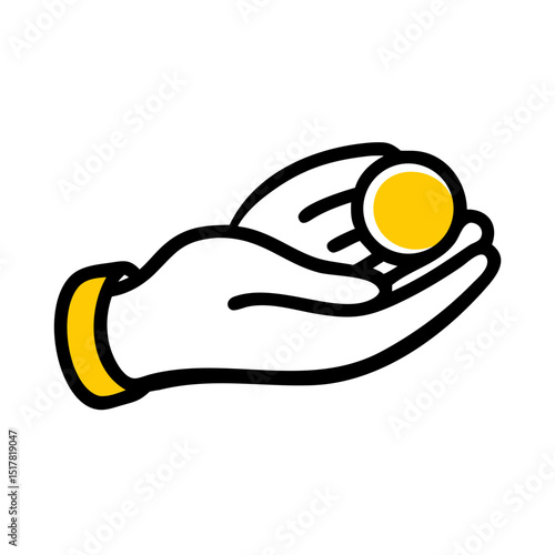 Hand with coin icon on transparent background for web and graphic design