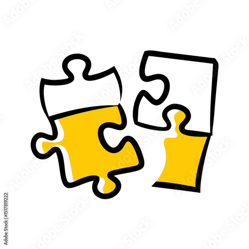 Joining puzzle tiles on transparent background for web and graphic design