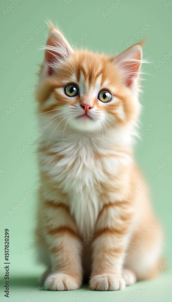 Obraz premium red cat on green background