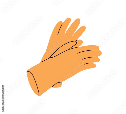 Rubber gloves. Safety latex hand wear for hygiene, cleaning, household, chemical protection, medical work. Protective handwear pair. Flat graphic vector illustration isolated on white background