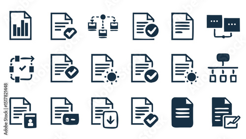 Streamlining workflow with document management icons promoting process efficiency modern flat icons against solid