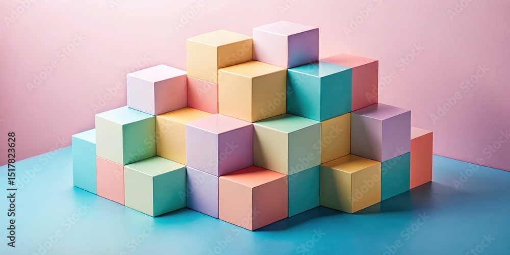 Fototapeta premium Pastel Geometric Blocks: Modern Abstract Art Photography for Business Branding & Design