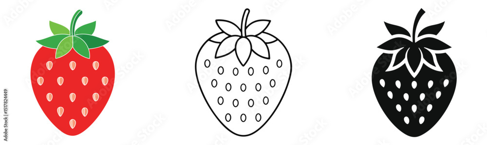 Obraz premium set of Strawberry simple flat style