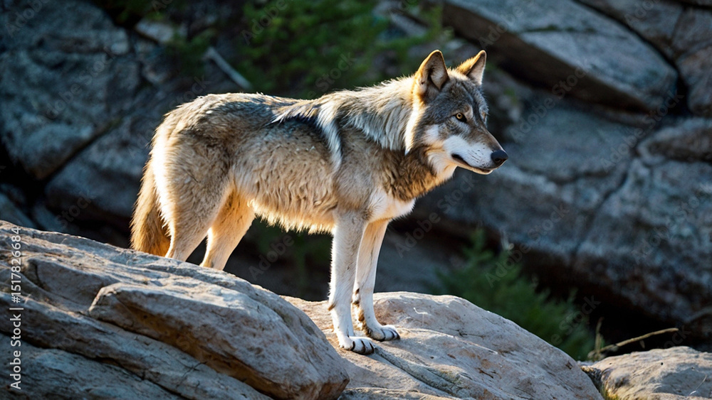 Obraz premium wolf in the rock hill