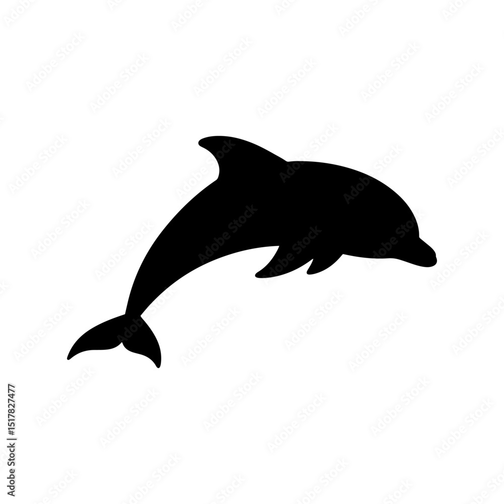 Fototapeta premium Cute dolphin silhouette vector flat illustration design. Dolphin flat.
