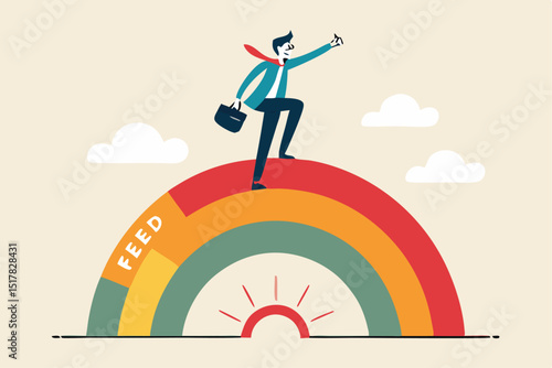 Rating speed meter good, excellent customer feedback review, gauge scale rating concept, businessman skill performance measurer. Flat simple icon - stock vector.
