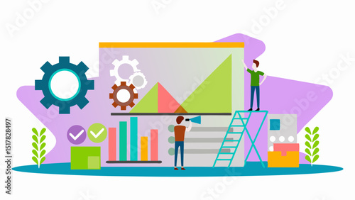 Exploring future growth with optimistic business analytics observing colorful charts and progress on a modern