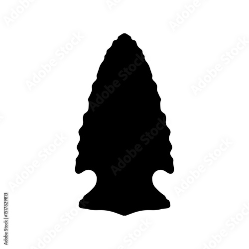 Flint arrowhead silhouette vector flat illustration design.