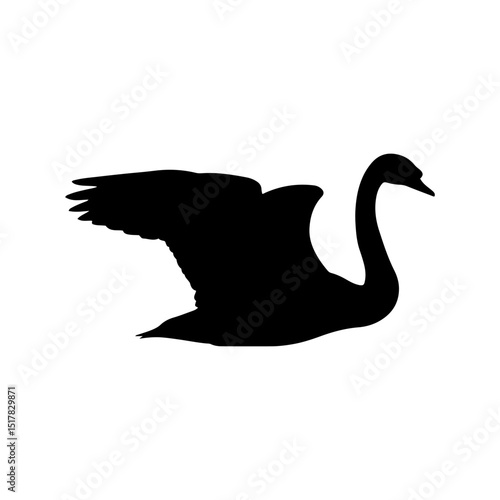 Flying tundra swan silhouette vector flat illustration design.