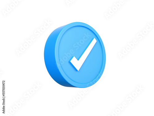 3d blue check mark button
