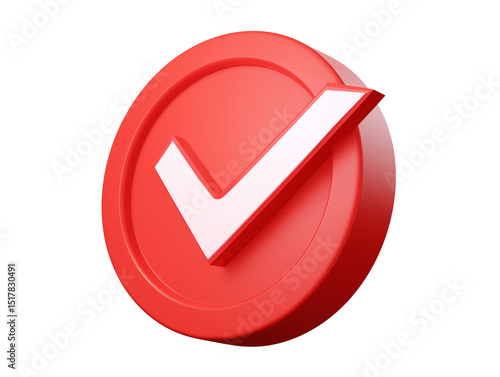 3d red check mark button