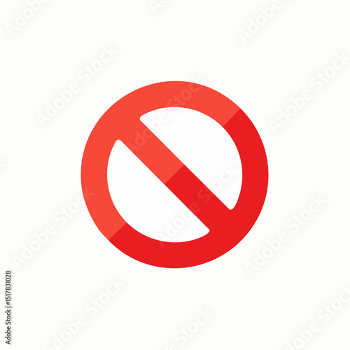 Prohibition Sign: A minimalist, red prohibition sign symbolizing "No" or "Stop". This image, a visual representation of restrictions and bans.