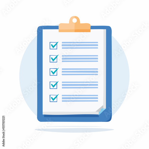 Checklist: A clean and simple vector illustration of a checklist with a pencil, perfect for any project that requires organized task management. It represents the fulfillment of targets.