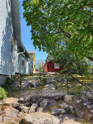 Rocky path called Devils Footsteps in Porvoo, Finland