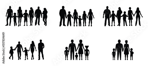 Family svg, Family silhouettes, Happy family silhouette, Happy family svg, Black family silhouette, Black family svg V05	





