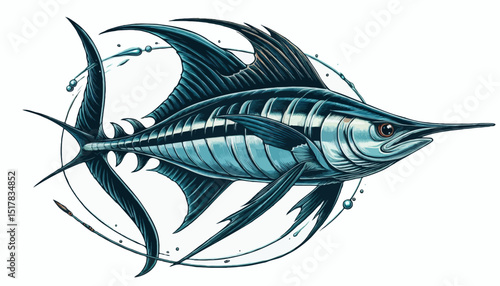 Fresh marine fish or aquatic animal vector illustration isolated on a white background