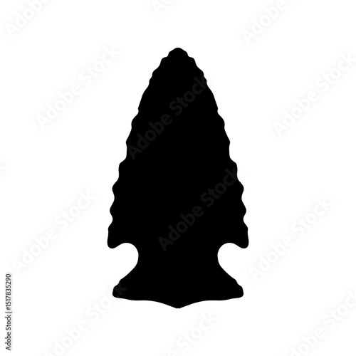 Flint arrowhead silhouette vector flat illustration design.