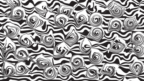 Black and White Abstract Swirl Pattern – Optical Illusion Liquify Background