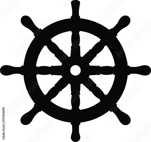ship steering wheel silhouette vector illustration, ship steering  black Vector, ship steering Symbol