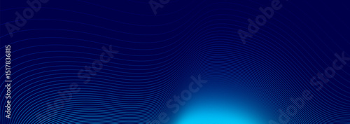 Blue lines in 3D perspective vector abstract background, dynamic linear minimal design, wave lied pattern in dimensional and movement.