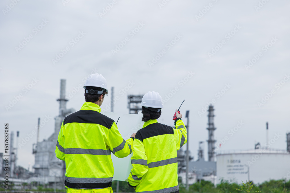 custom made wallpaper toronto digitalRefinery Engineer Team working at petroleum plant, Oil and gas fossil energy business industry development.