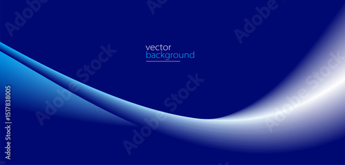 Flowing dark blue curve shape with soft gradient vector abstract background, relaxing and tranquil art, can illustrate health medical or sound of music.