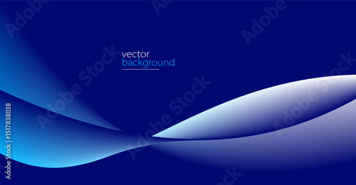 Flowing dark blue curve shape with soft gradient vector abstract background, relaxing and tranquil art, can illustrate health medical or sound of music.