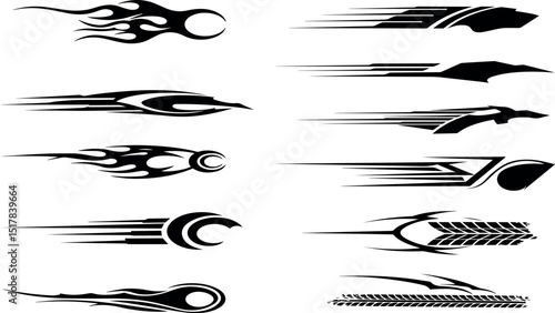 Tribal flames speed stripes car decals graphics set