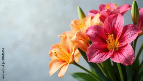 Elegant freesia bouquet, vibrant colors, lush blooms , floral, macro, fragrance