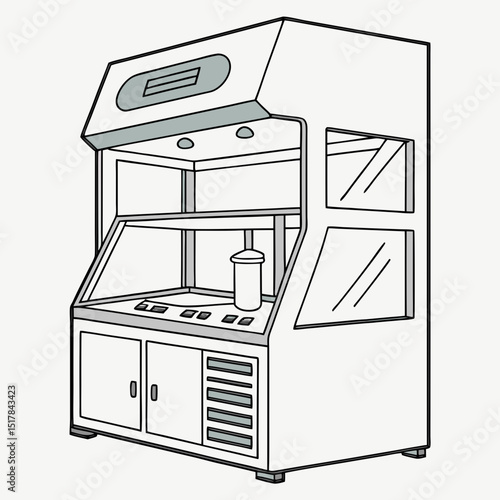 Creative Laminar Flow Hood Vector Illustration | Clean and Modern Design for Sterile Workspaces, Laboratory Safety, and Biotechnology Research Projects
