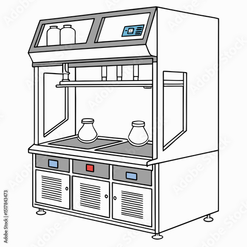 Creative Laminar Flow Hood Vector Illustration | Clean and Modern Design for Sterile Workspaces, Laboratory Safety, and Biotechnology Research Projects