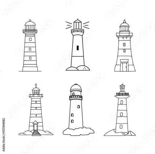 Lighthouse Illustrations in Black and White