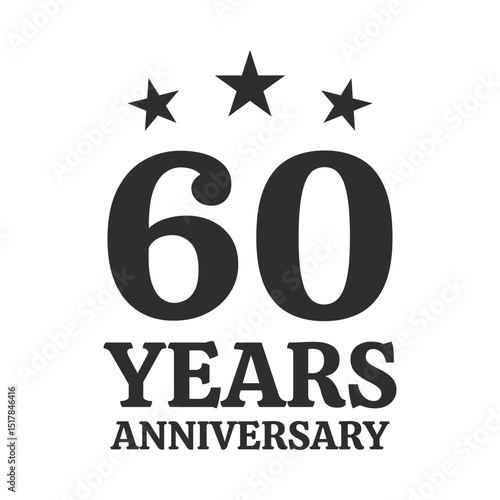 60 years anniversary icon, logo or badge. 60th birthday, jubilee celebration, wedding, invitation card design element. Vector illustration.