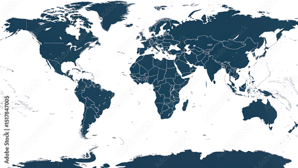 Obraz premium Vector Illustration of Dotted Map of World in black on Transparent Background (PNG). Dotted black map template for website pattern, annual report, infographics. 