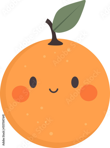 Cute kawaii orange fruit clipart design illustration