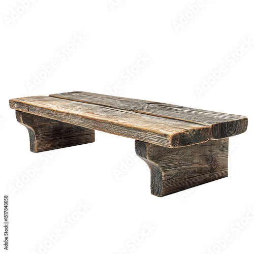 Rustic wood shelf isolated on transparent background, png