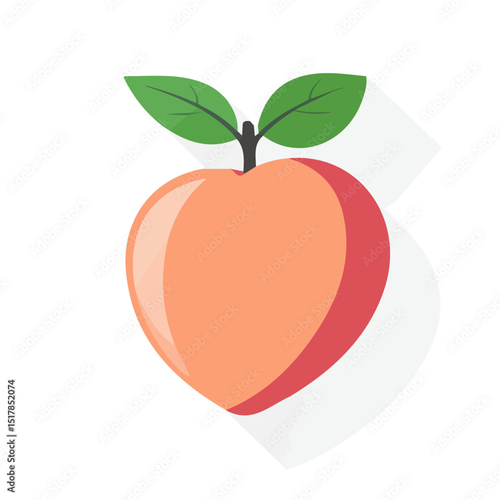 Fototapeta premium My Simple flat 2D icon peach isolated on transparent background, vector, flat design, animation design, vector, flat design, animation design, simple flat 2D icon, minimalist design