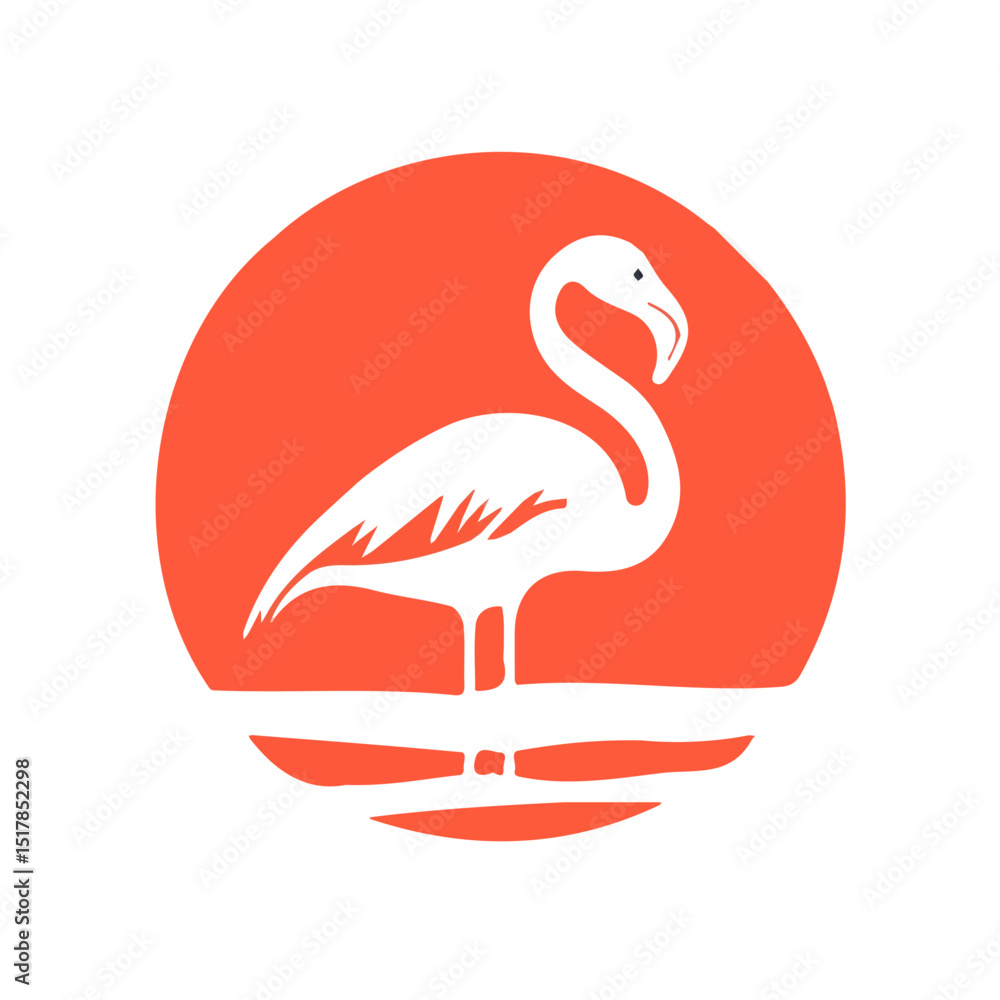 Fototapeta premium My Simple flat 2D icon flamingo isolated on transparent background, vector, flat design, animation design, vector, flat design, animation design, simple flat 2D icon, minimalist design