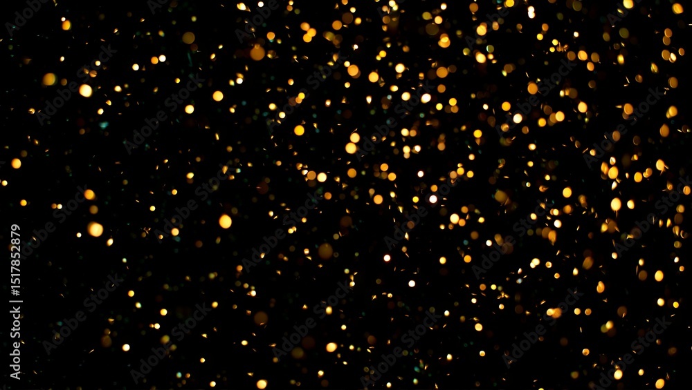 Fototapeta premium Abstract golden bokeh lights overlay against a dark black background for festive designs, bokeh, golden, lights, glitter, abstract, background, black, dark, festive, sparkle, glow, shiny, overlay, dec