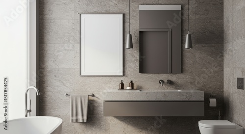 Blank Frame Mockup in Modern Luxury Bathroom