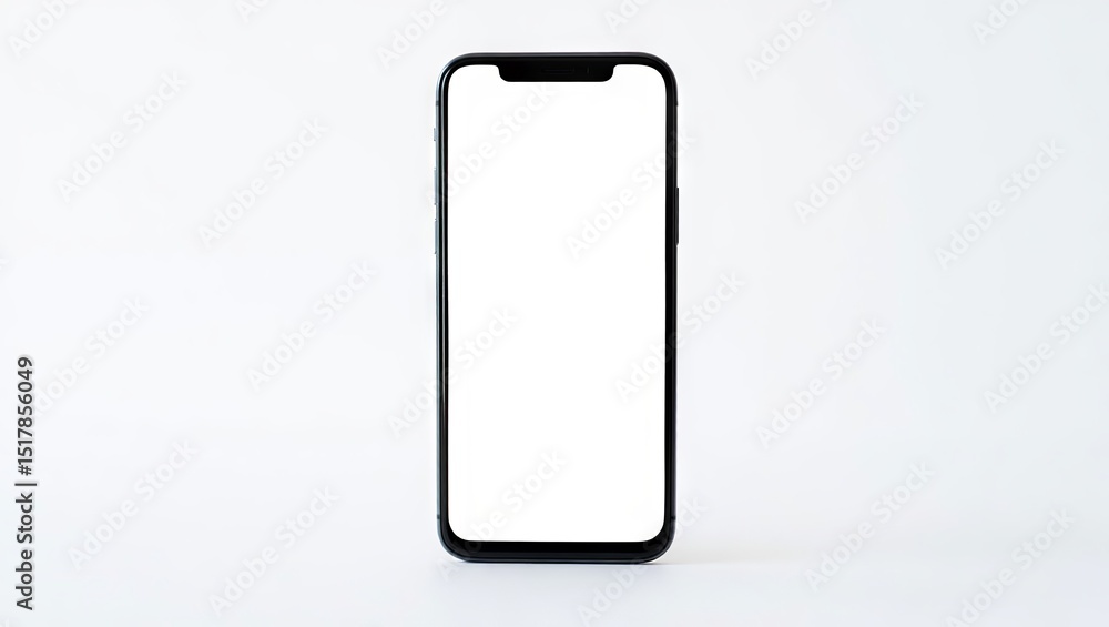 Modern smartphone with blank screen displayed against a clean white background, smartphone, mobile phone, mockup, screen, blank, white, device, technology, communication, display, digital, gadget, iso Modern smartphone with blank screen displayed against a clean white background, smartphone, mobile phone, mockup, screen, blank, white, device, technology, communication, display, digital, gadget, iso
