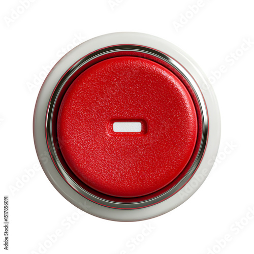Red warning button with subtle shadow and white border, modern flat design