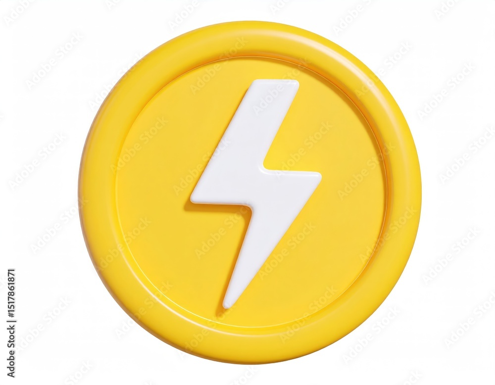 Bold Yellow Circle with White Lightning Bolt: A Minimalist Icon Bold Yellow Circle with White Lightning Bolt: A Minimalist Icon