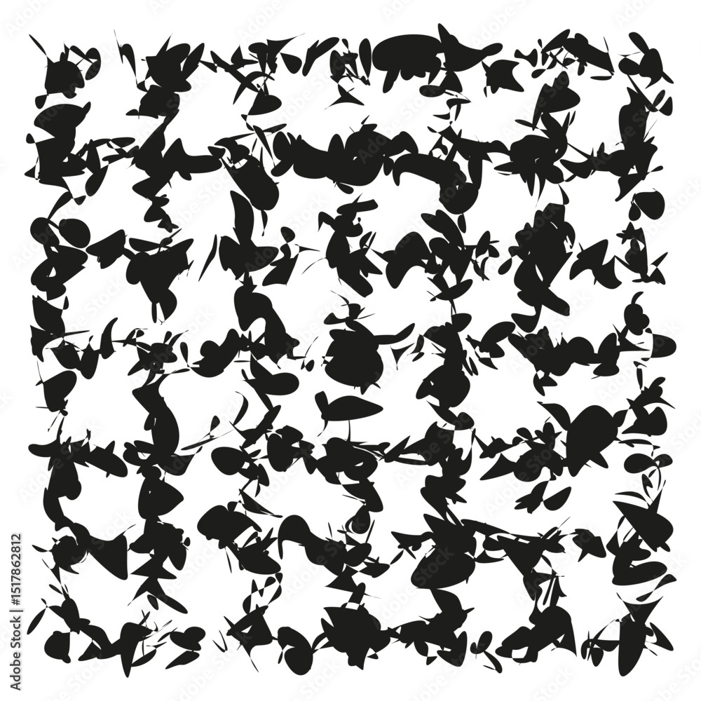 Abstract shape icon. Chaotic black pattern. Artistic vector arrangement. Random form layout. Abstract shape icon. Chaotic black pattern. Artistic vector arrangement. Random form layout.