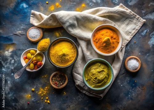 Ayurvedic Besan Haldi Ubtan Face Pack: Aerial Photography of Homemade Beauty Ritual