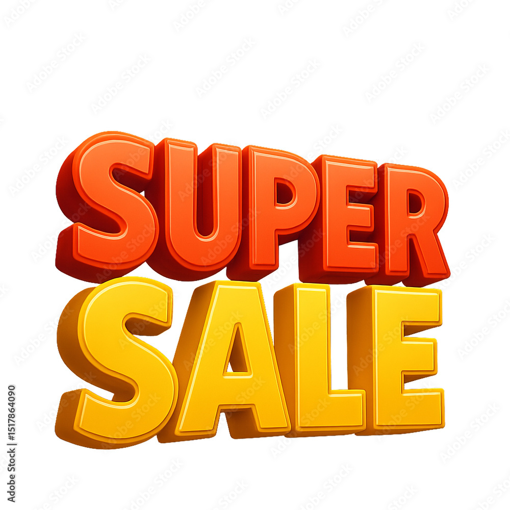 Vibrant 3D Sign for Super Sale Promotion with Bright Colors Vibrant 3D Sign for Super Sale Promotion with Bright Colors