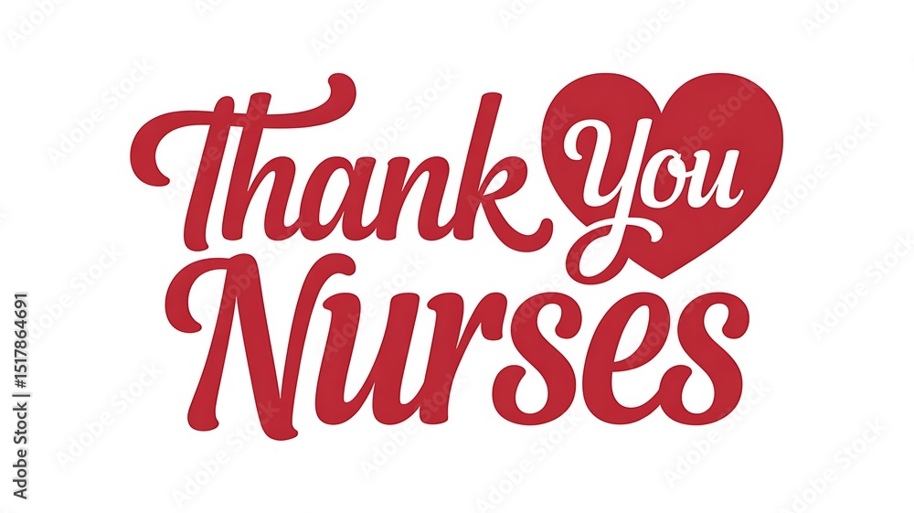 A thank you nurses graphic with red cursive text and a heart shape on a white background A thank you nurses graphic with red cursive text and a heart shape on a white background