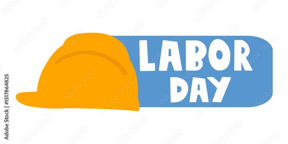 Work helmet. Badge - Labor Day. Vector design. Illustration on white background. Work helmet. Badge - Labor Day. Vector design. Illustration on white background.